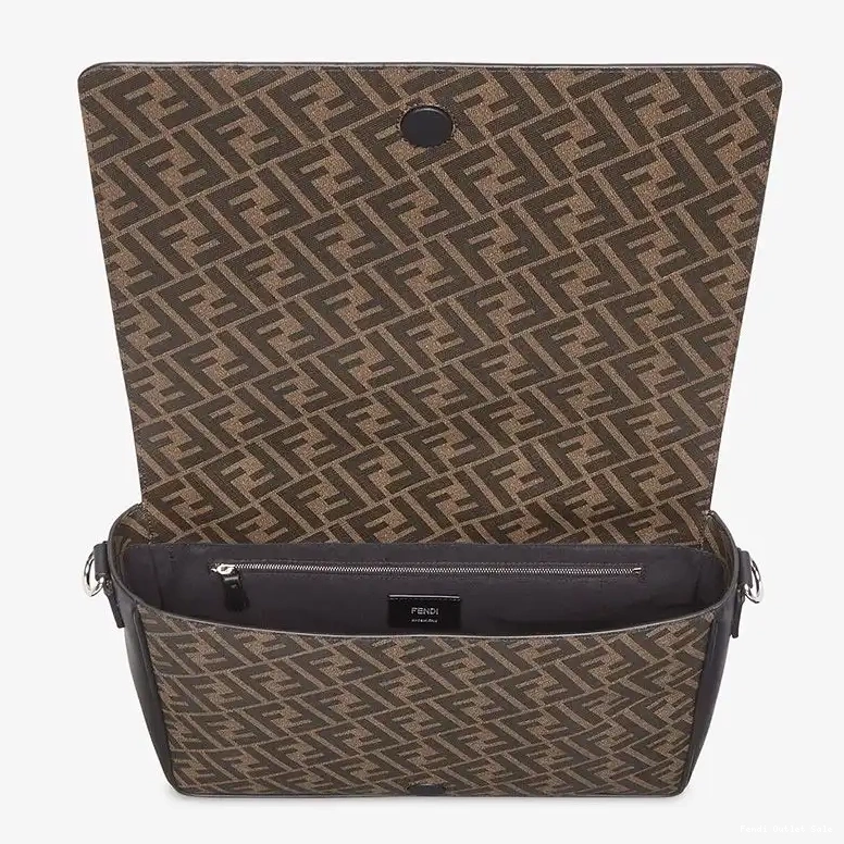 Affordable FF Bag Large Messenger Brown Fendi Fabric Motif In 0611